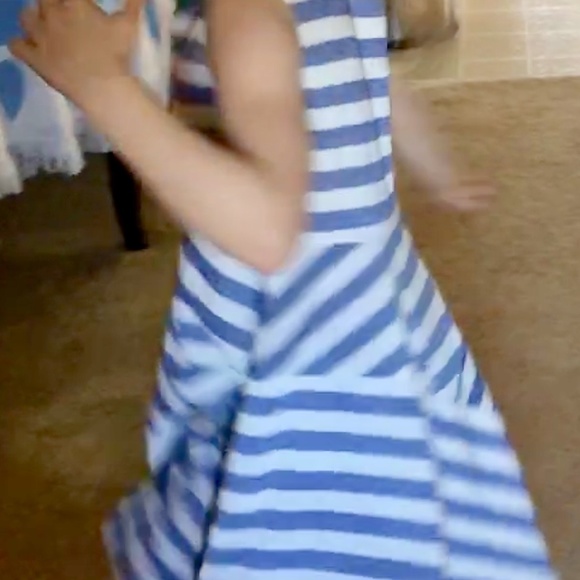 J’s Creations - Girls Size 7 Blue and White Stripes Dress - Picture 5 of 6
